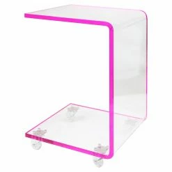 Best deal 🎉 Rectangle End Tables & Side Tables Fox Hill Trading Acrylic C Shape Accent Table With Casters 🤩