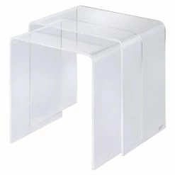 New 🤩 Rectangle End Tables & Side Tables Fox Hill Trading Acrylic Nesting Side Tables - Set Of 2 🤩