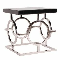 Wholesale ⭐ Square End Tables & Side Tables Elizabeth Austin Stainless Steel End Table With Black Top 🎉