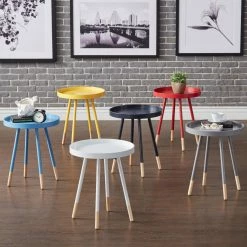 Best Pirce 😀 Round End Tables & Side Tables HN Home Gruen Mid-Century Modern Round Tray End Table 🛒