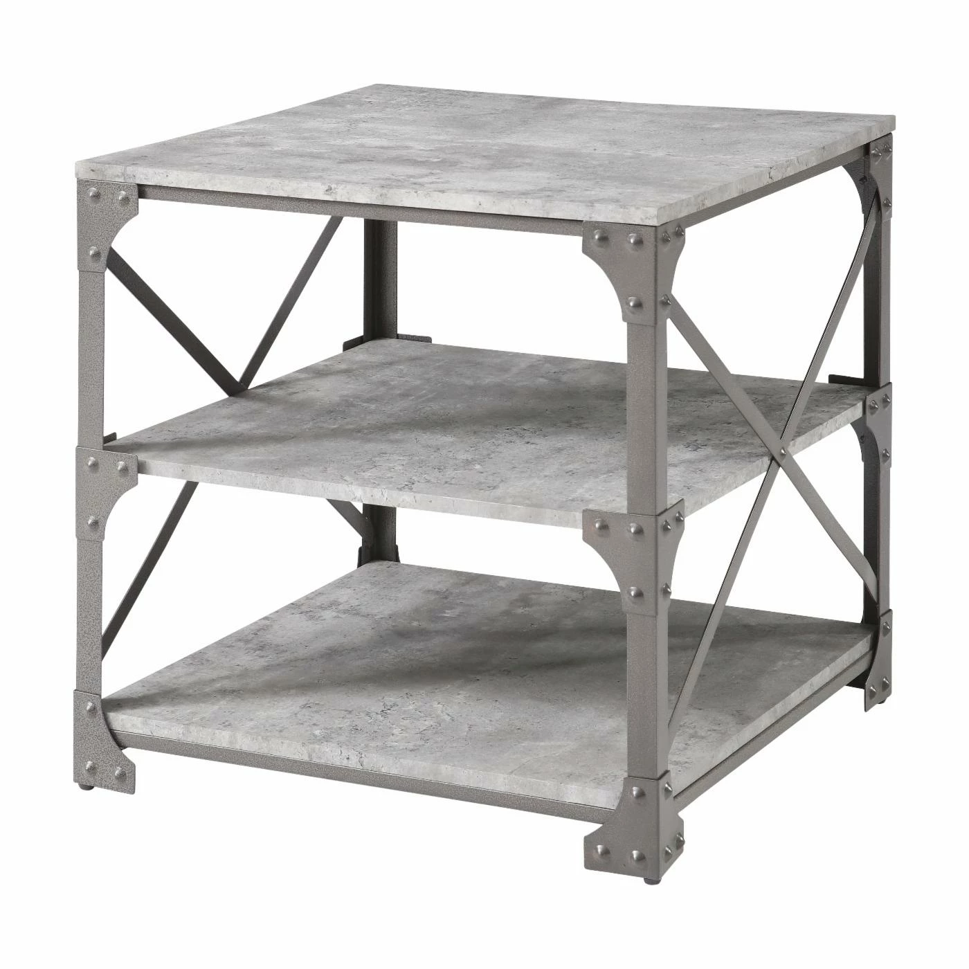 Buy ๐ Square End Tables & Side Tables Hodedah Imports Industrial End Table ๐