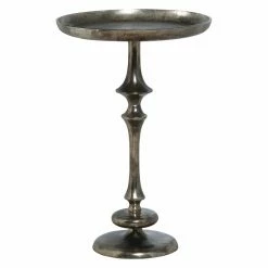 Best Pirce 🔔 Round End Tables & Side Tables Accentrics Home Martin Antique Nickel Pedestal End Table ⭐