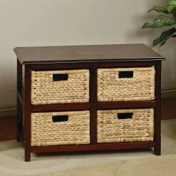 Cheap ⭐ Rectangle End Tables & Side Tables OSP Home Furnishings Seabrook 2 Shelf End Table With 4 Baskets 😍