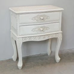 New 👍 Rectangle End Tables & Side Tables International Caravan Windsor Antique White Hand Carved 2 Drawer End Table 🎁