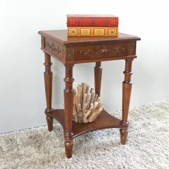 Top 10 โจ Square End Tables & Side Tables International Caravan Windsor Hand Carved 1 Drawer Walnut Stain Decorative End Table โจ