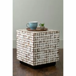 Wholesale 🌟 Square End Tables & Side Tables East At Main Covington Coconut Shell Inlay Square Accent Table 😀