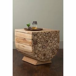 Best Sale ⌛ Square End Tables & Side Tables East At Main Menlo Teakwood U-Shaped Accent Table ✔️