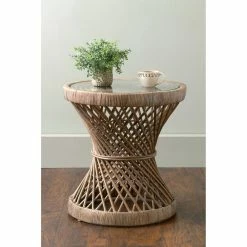 Best reviews of 😀 Round End Tables & Side Tables East At Main Shively Round Rattan Accent Table 🎁