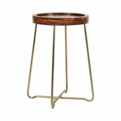 Best reviews of ⭐ Round End Tables & Side Tables East At Main Grace Round Collapsible Side Table - Natural/Gold - Small 🤩