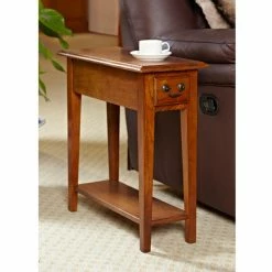 Wholesale 🥰 Rectangle End Tables & Side Tables Leick Home Hardwood 10 Inch Chairside End Table In Medium Oak ✔️