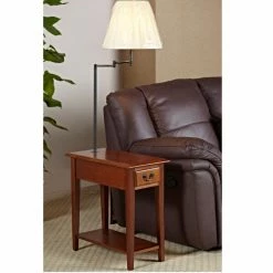 Budget 👍 Rectangle End Tables & Side Tables Leick Home Chairside Oak End Table With Swing Arm Lamp 🧨