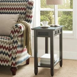 Best Sale 🔔 Rectangle End Tables & Side Tables Leick Home Chairside Table With Charging Station 🛒