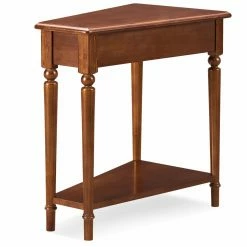 Buy 👏 Other Shapes - End Tables & Side Tables Leick Home Coastal Wedge Table With Shelf, Pecan 🥰