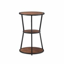 Budget 😍 Round End Tables & Side Tables Powell Engle 3-Tier Side Table - Black With Mango Wood Top 😍