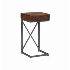 Best reviews of 😉 Square End Tables & Side Tables Powell Cammie C Table - Black Base With Brown Wood Top 😀