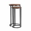 Coupon ✔️ Round End Tables & Side Tables Powell Weston Round Nesting Side Tables - Black With Mango Wood Top 👍