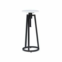 Discount ๐ฏ Round End Tables & Side Tables Powell Shawna Drink Table - Black With White Marble Top โ๏ธ