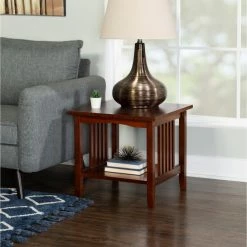 Flash Sale 😀 Square End Tables & Side Tables Linon Finn Square End Table With Shelf - Espresso 🎉