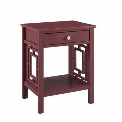 Discount ✔️ Rectangle End Tables & Side Tables Linon Williams Single Drawer End Table - Merlot 🛒
