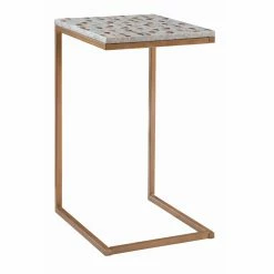 Top 10 💯 Rectangle End Tables & Side Tables Linon Priscille C-Table - Gold/Neutral Capiz Shell 🌟