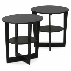 Best Pirce 😍 Oval End Tables & Side Tables Furinno Round End Table - Set Of 2 ✔️