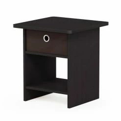 Coupon ⭐ Rectangle End Tables & Side Tables Furinno Dark Walnut Chair Side End Table ✔️