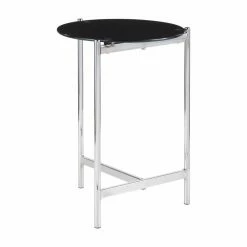 Hot Sale 🛒 Round End Tables & Side Tables LumiSource Chloe Contemporary Side Table With Black Glass Table Top 🧨
