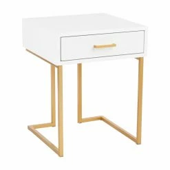 Best Pirce ⌛ Rectangle End Tables & Side Tables LumiSource Midas Contemporary Side Table With Wood Table Top 👍