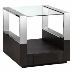 Coupon 😉 Rectangle End Tables & Side Tables Magnussen Revere Contemporary Glass Top End Table With Storage 🥰