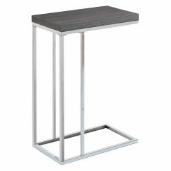 Discount ❤️ Monarch Specialties Rectangle End Tables & Side Tables Monarch Gray With Chrome Metal Accent Table ⌛