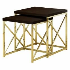Deals 👏 Square End Tables & Side Tables Monarch Specialties Metal X-Base Nesting Table - Set Of 2 🔔