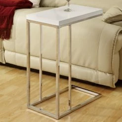 Top 10 โญ Monarch Specialties Rectangle End Tables & Side Tables Monarch Rectangular Chrome Metal Accent Table - Glossy White ๐