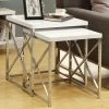 Buy ⌛ Monarch Specialties Square End Tables & Side Tables Monarch Glossy White / Chrome Metal Nesting Tables - 2 Piece Set 🎁
