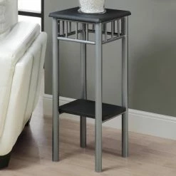 Buy ๐งจ Monarch Specialties Square End Tables & Side Tables Monarch Black / Silver Metal Plant Stand ๐