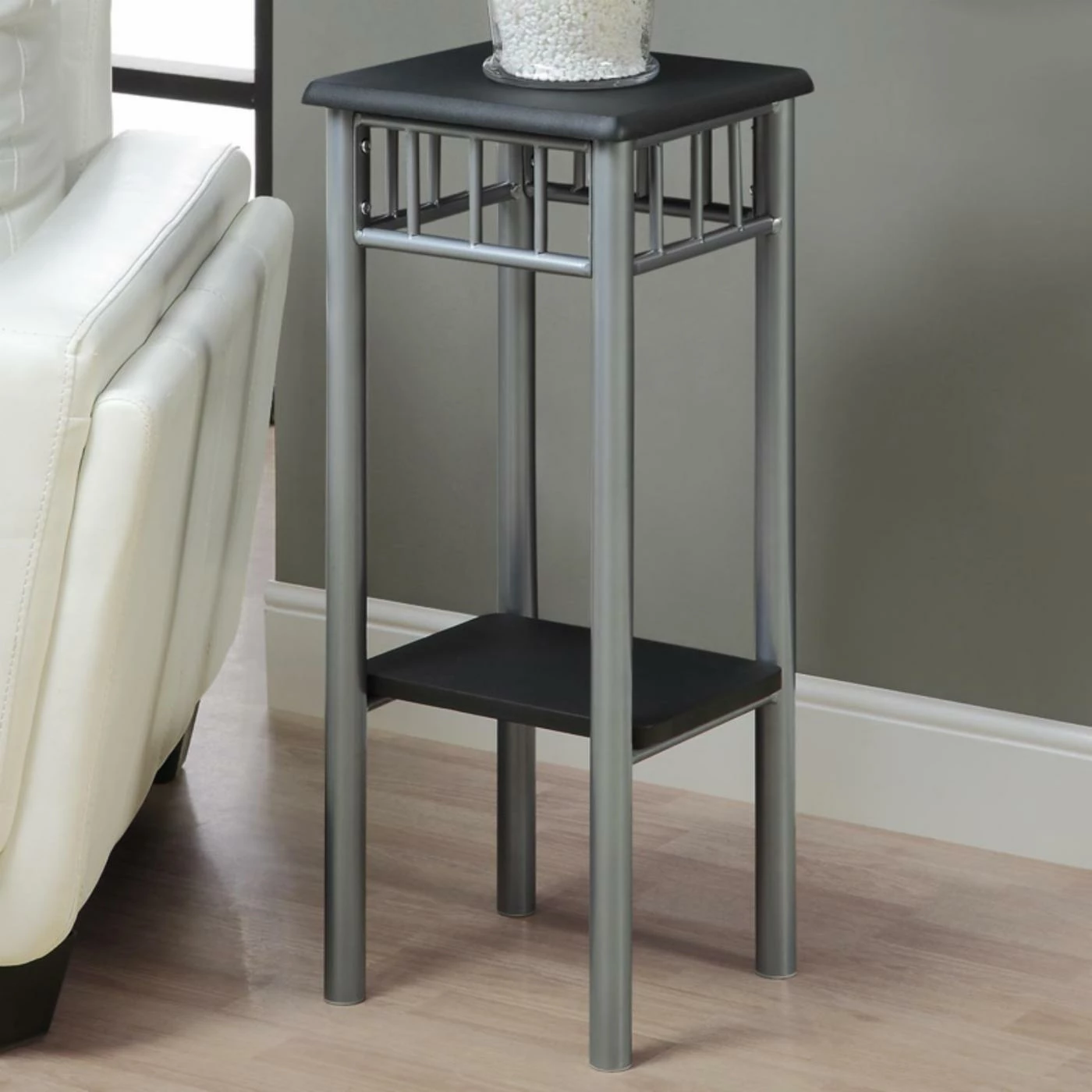 Buy 𧨠Monarch Specialties Square End Tables & Side Tables Monarch Black / Silver Metal Plant Stand π