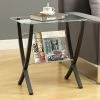 Cheap 😀 Monarch Specialties Rectangle End Tables & Side Tables Monarch Bentwood Magazine Table With Tempered Glass Top - Cappuccino 👍
