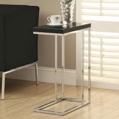 Best Pirce 💯 Monarch Specialties Rectangle End Tables & Side Tables Monarch I 3018 Hollow-Core Metal Accent Table - Glossy Black / Chrome 😍