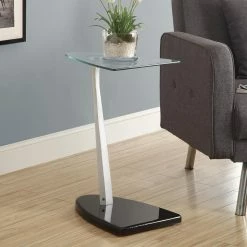 Top 10 🎁 Monarch Specialties Other Shapes - End Tables & Side Tables Monarch I 3047 Accent Table With Tempered Glass - Black / Silver 🔔