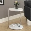 Outlet ⌛ Monarch Specialties Round End Tables & Side Tables Monarch I 3056 Metal Accent Table - White / Chrome ✨