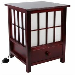 Budget 🛒 Square End Tables & Side Tables Oriental Furniture Hokkaido End Table Lamp With Drawer 🌟