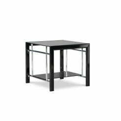 Outlet ๐ Rectangle End Tables & Side Tables Powell Square End Table - Black And Chrome ๐