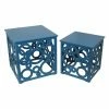 Deals 🧨 Square End Tables & Side Tables Privilege International Cut Out Tables - Set Of 2 - Blue ✔️