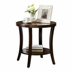 Best reviews of ๐งจ Round End Tables & Side Tables Roundhill Furniture Perth Round End Table With Shelf ๐งจ