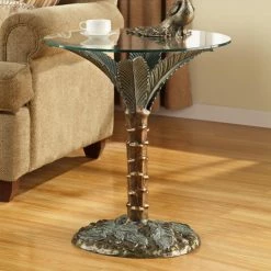 Best Sale 🎁 Round End Tables & Side Tables San Pacific International Palm Tree End Table ⌛
