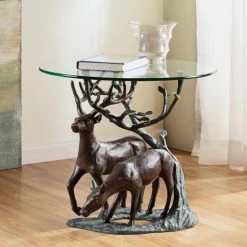 Outlet 🌟 Round End Tables & Side Tables San Pacific International Deer Pair End Table 🔥