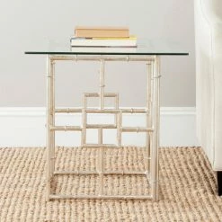 Cheap 🧨 Square End Tables & Side Tables Safavieh Dermot Accent Table - Silver/Clear Glass Top 🤩