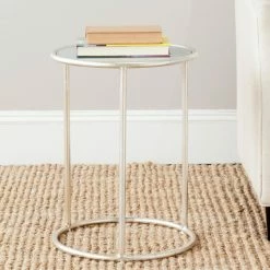 Promo ✨ Round End Tables & Side Tables Safavieh Shay Accent Table - Silver/Grey Glass Top 😀