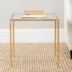Best Pirce ⌛ Square End Tables & Side Tables Safavieh Kiley Accent Table - Gold/Mirror Top ✔️