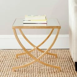 Buy ๐คฉ Rectangle End Tables & Side Tables Safavieh Maureen Accent Table - Gold/Mirror Top ๐