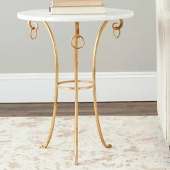 Top 10 🔥 Round End Tables & Side Tables Safavieh Tamara Ringed Round Top Gold Accent Table 💯
